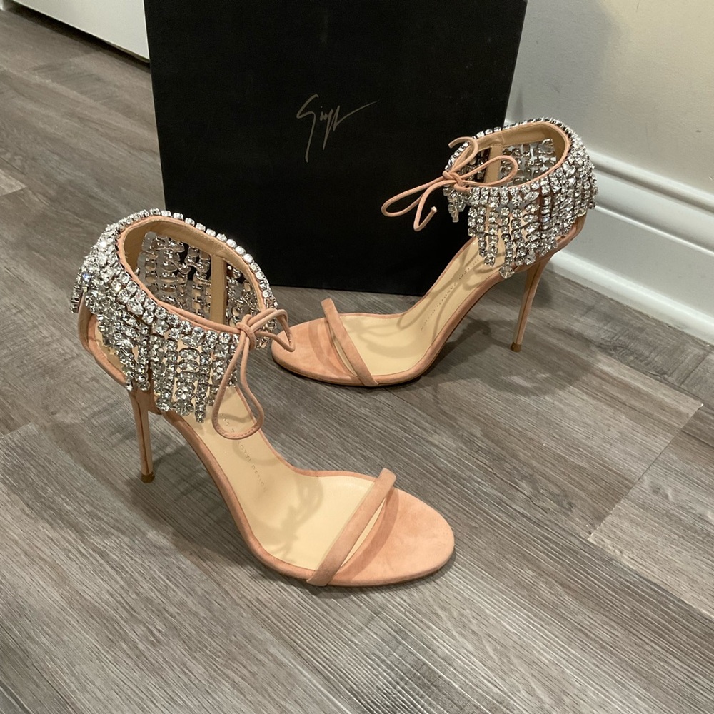 Giuseppe Zanotti Carrie Swarovski Crystal Chandalier Dangle Sandal Heels - Picture 3 of 16